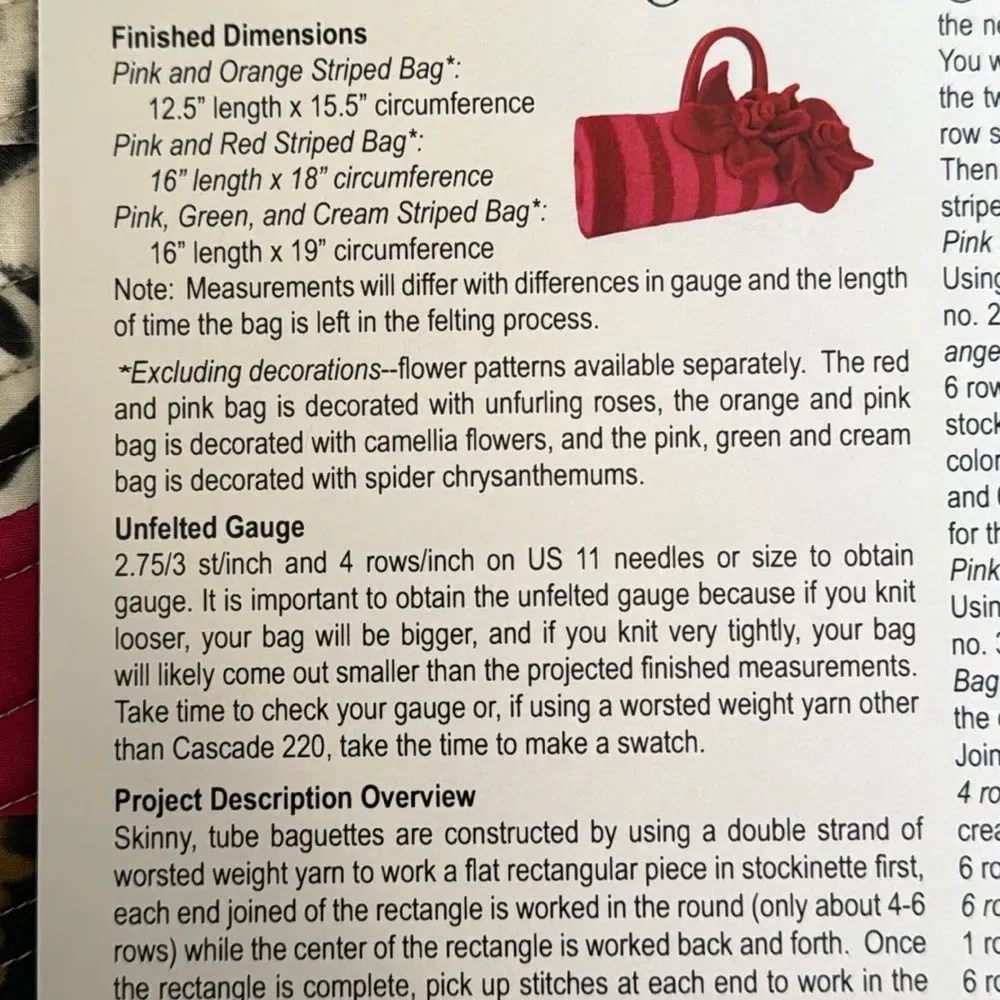 Noni Bags Pattern Three Sassy Tube Baguettes by Nora Bellows NWT